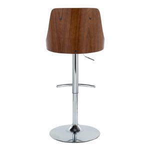 Sgabello da Bar Gianna Stile Mid-Century Moderno, Regolabile e Girevole, in Metallo Cromato e Legno di Noce, con Seduta Arrotondata in Ecopelle Bianca - Product Image 5