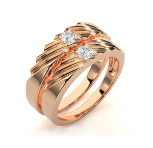 Bagues de couple de luxe en argent sterling 925 plaqué or rose avec zircone cubique - Product Image 2