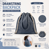 Sac à dos en coton personnalisé avec cordon de serrage |   Sac de sport recyclé |   Fournisseur en gros de sacs à dos légers pour voyages et écoles