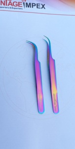 Volume Professional <b>Rainbow</b> 3 Pcs Eyelash Tweezers Kit with Case Packing Special Design For the Salon Owners, Students Isolation - Product Image 2