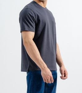 Camiseta casual para hombre de algodón 100% de punto sólido y peso pesado con logotipo personalizado y talla personalizada. - Product Image 1