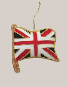 Ornement suspendu drapeau britannique Zari – Décoration murale brodée à la main avec fil métallique | Travail Zari | Travail perlé - Product Image 2