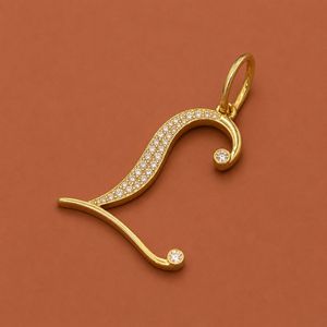 Pendentif Lettre Initiale Cursive en Argent S925 Sertie de Moissanite - Product Image 2