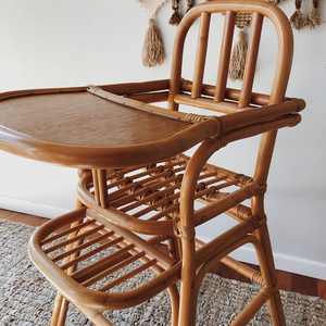 เก้าอี้ต่ำสำหรับเด็กทารกตั้งพื้นเก้าอี้ป้อนอาหารไม้หวายทนทานโต๊ะรับประทานอาหารสำหรับเด็กแบบพกพาที่นั่ง - Product Image 4