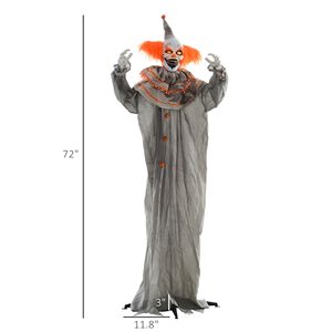 6 Clown Arancioni a Grandezza Naturale con Capelli, Attivati da Suono e Movimento, Decorazioni Gonfiabili da Giardino per Halloween con Occhi Luminosi - Product Image 3