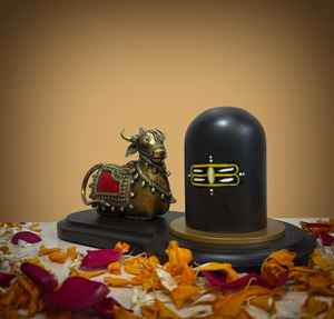 HOME GENIE Shivling con Ídolo de Nandi en Plataforma, Conjunto Decorativo de Shivling para el Mandir del Hogar - Product Image 3