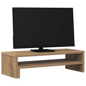 Support d'écran en bois d'ingénierie en chêne artisanal 21,3x8,7x5,9 po – Organisateur de bureau et de tiroir élégant - Product Image 3