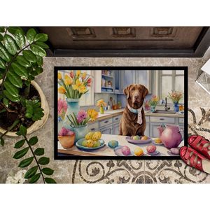 Nuevo Felpudo de pila baja lavable antideslizante para interiores de 18H x 27W para entrada con una decoración de Pascua Chesapeake Bay Retriever - Product Image 3