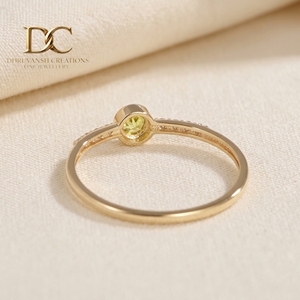 IGI Certified 10KT Solid Yellow Gold <b>Ring</b> with Lab Grown Diamond and Yellow <b>Sapphire</b> Handcrafted Women's Jewelry For Engagement - Product Image 1