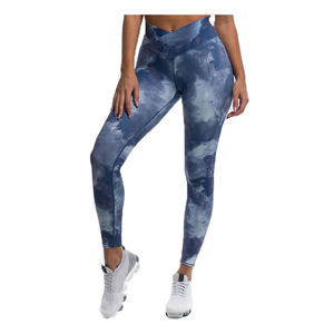 Leggings de yoga taille haute pleine longueur en Spandex/Elastane uni, extensibles dans les quatre sens, sans couture, avec taille élastique - Product Image 1