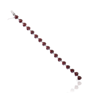 Bracelet tennis Sarraf Jewel haut de gamme en argent sterling 925 avec pierres précieuses grenat naturel taille triligne et diamants - Product Image 6