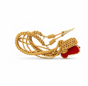 Nouvelle Épaulette Dorée de Style Aiguillette avec Broderies Élaborées pour Uniforme de Service, Couleur et Logo Personnalisables, Double Pointe en Fil Métallique - Product Image 1