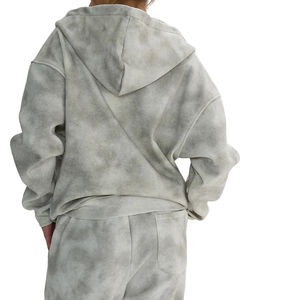 Sweat-shirt à capuche zippé tie-dye OEM pour femme, coupe oversize, manches longues, en coton tricoté et fibre de bambou, vêtement décontracté d'automne avec poches - Product Image 3