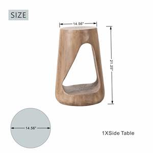 Mesa auxiliar redonda moderna de 14.56' con acabado liso, mesita de noche de óxido de magnesio, mesa auxiliar contemporánea - Product Image 4