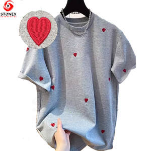 T-shirts tendance personnalisés avec logo imprimé et brodé, à manches courtes, respirants, épais, coupe oversize et épaules tombantes pour - Product Image 1