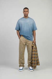 T-shirt Homme Oversize Bleu Col Rond Manches Courtes 100% Coton Tricoté Coupe Décontractée Anti-Plis - Product Image 1