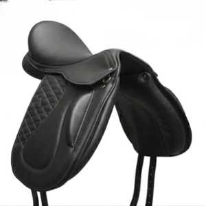 Selle de cheval FAB Premium en cuir noir et rouge avec arceau en bois |   Selle de course et de dressage professionnelle pour l'équitation anglaise - Product Image 1