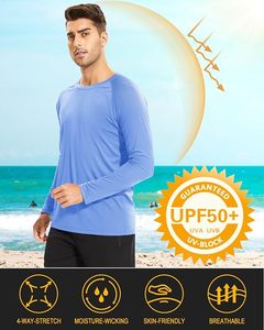 <b>Men's</b> Solid Light Blue Long Sleeve Rash Guard 100% Polyester Quick Dry UPF50+ Anti UV <b>Swim</b> <b>Shirt</b> - Product Image 6