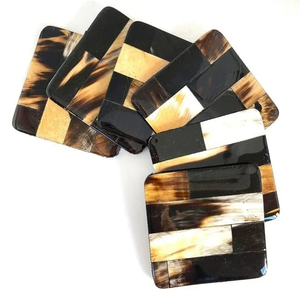 Posavasos de té de cuerno de búfalo, mesa con incrustaciones de hueso Multicolor, tableros decorativos, posavasos únicos para café y té de Faiza craft - Product Image 4