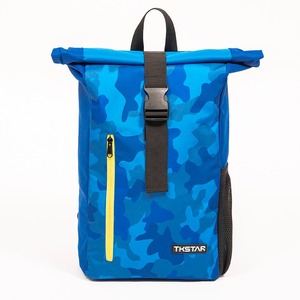 Blue Camouflage Casual Backpack Sports Backpack Roll <b>Top</b> Backpack - Product Image 1