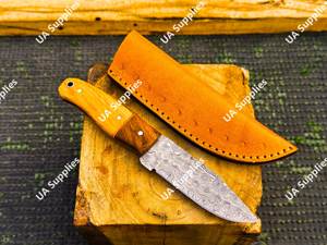 Couteau de chasse et de dépecage en acier Damas à pointe tombante, directement de l'usine, avec étui, haute qualité, personnalisable, ultra-affûté, vente en gros, ODM - Product Image 4