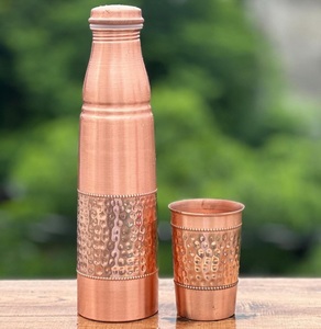 Juego de 3 Tazas de Cobre Martillado Ecológicas y Desechables con Botella de Agua, Vajilla Metálica Retro para Comedor - Product Image 6