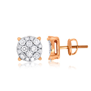 Pendientes de Diamantes Clásicos con Brillo Opulento, Diamantes Redondos, Oro Sólido de 18K, Color G, Joyería para Uso Diario de Mujer - Product Image 3