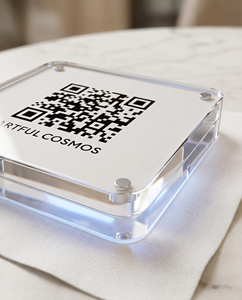 Elegante Soporte de Acrílico Transparente Personalizado para Códigos QR con Luz LED, Fácil de Montar, Estilo Europeo, Independiente para Escritorio - Product Image 6