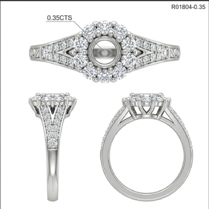 China Factory Glamorous Design High Quality 18k Solid White Gold Real Diamond Solitaire Semi Mount Engagement Ring for Women - Product Image 4