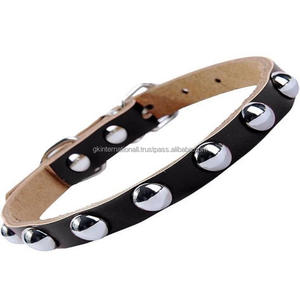 Collar de cuero con tachuelas para perro, remache ajustable personalizado, hecho a mano, de cuero cromado, elegante - Product Image 6