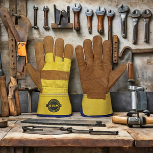 Gants de travail en cuir de vachette robustes Gants de sécurité pour la ferme de jardinage industriel avec protection doublée de coton - Product Image 3