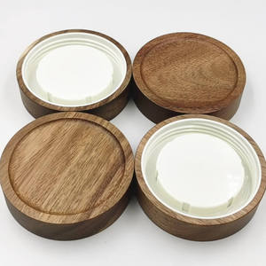 Round <b>Wooden</b> Lids With White Inner <b>Seal</b> Reusable Classic Design For Storage Containers - Product Image 1