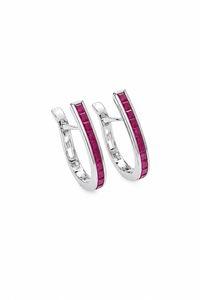 Boucles d'oreilles en rubis en argent sterling 92,5 KLST-30940 - Product Image 2
