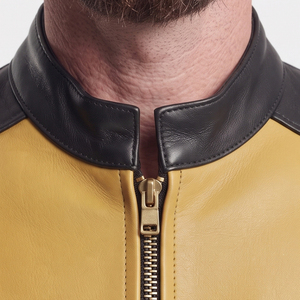 <b>Men's</b> Slim Fit Cowhide Motorcycle <b>Jacket</b> <b>Men</b> Zip-Up <b>Leather</b> Biker <b>Jacket</b> <b>Mens</b> Stand collar <b>Leather</b> Motorcycle <b>Jackets</b> - Product Image 4