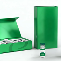 Boîte d'emballage rigide pour flacon de peptides magnétiques haut de gamme, écologique et recyclée, avec logo personnalisé, forme rectangulaire, gaufrage mat quadricolore