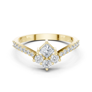 14K Gold Stunning Princess Cut Four <b>Stone</b> Accent Diamond Ring - Product Image 3