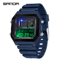 Montre numérique SANDA 6216 pour homme, bracelet en TPU, montre électronique carrée, OEM ODM, logo personnalisé, LED, étanche, montre tendance