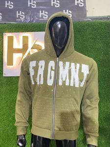 Custom Manufacturer Embroidery Hoodie <b>Rhinestone</b> <b>Jacket</b> Acid Wash Vintage Washed Men Fleece Streetwear Hoodie - Product Image 5