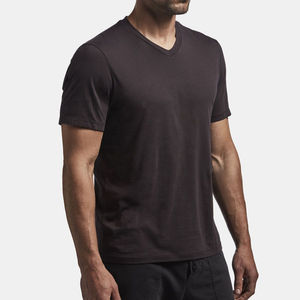 Camisetas de Verano para Hombre, Cuello en V, Negras, Corte Regular, 100% Algodón, Impresión de Logotipo Personalizado, Tejido Transpirable con Patrón - Product Image 2