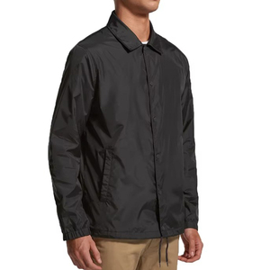 Men's Black Windproof Jacket Regular Fit Turn-down Collar Polyester Fabric Casual Autumn Wear <b>Coach</b> Jacket Available For Sale - Product Image 2