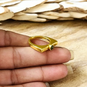 Hot Design Minimalist Peridot <b>Ring</b> Boho Brass <b>Rings</b> for Women 18k Gold Plated Bar Minimal <b>Dainty</b> Jewelry for Wholesale/OEM/ODM - Product Image 2