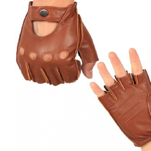 Leather <b>Half</b> Finger Gloves Button Closure Weight Lifting Gym Fitness Training Gloves Breathable Non <b>Slip</b> Grip Unisex gloves - Product Image 1