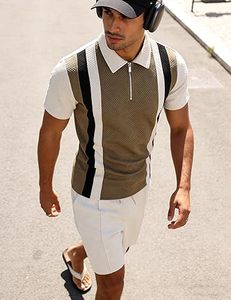Men Summer <b>Knitted</b> Embroidered 100% Cotton Quick Dry Short Sleeve Custom Logo Joggers Suits <b>Set</b> Shirt and Short <b>Set</b> - Product Image 1