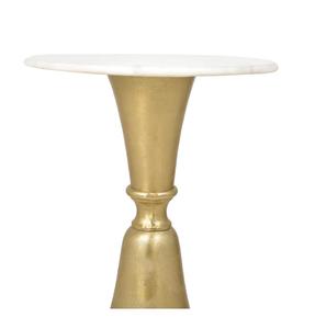 Modern <b>Round</b> Marble Top <b>Side</b> <b>Table</b> With <b>Gold</b> Metal Base Indoor Living Room Decor Accent Piece - Product Image 3