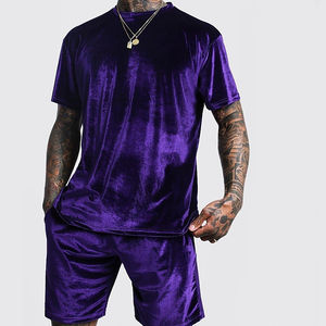 Ensemble de t-shirts de sport brodés de haute qualité en velours violet 100 % laine respirant pour homme et femme RABUSH SPORTS - Product Image 1