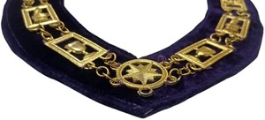 Collier de cérémonie maçonnique 33 degrés Rite écossais en velours violet avec chaîne dorée et petit bijou pendentif, collier de chaîne maçonnique - Product Image 4