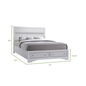 Letto matrimoniale in legno stile tradizionale con contenitore, colore bianco - Product Image 2