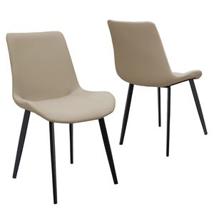 Sedia da Pranzo in Pelle PU Marrone con Gambe in Metallo, Set di Sedie Imbottite Moderne per Cucina, Ristorante, Soggiorno e Spazi Riunioni - Product Image 1