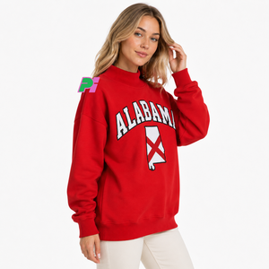 Sudadera personalizada con cuello simulado y letras con apliques de ALABAMA, mapa del estado, forro polar grueso, sudadera extragrande con cuello simulado para mujer - Product Image 4