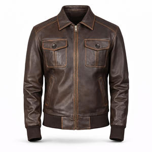 Chaqueta Bomber Unisex de Cuero Genuino Marrón de SAAR INDUSTRIES, Estilo Clásico Vintage, Casual, Impermeable y Resistente al Viento, ODM - Product Image 1